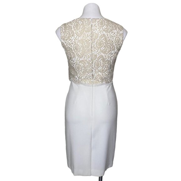 Tahari ASL NWT $159 Lace Overlay Cocktail Sheath Dress, Ivory/White Gold Size 2 - Picture 5 of 10